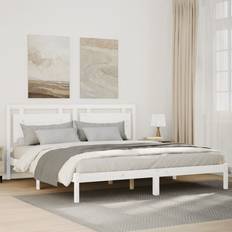 vidaXL utan madrass extra lång vit 200x220 cm massivt trä Sängram