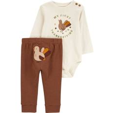 1-3M Other Sets Children's Clothing Carter's Baby My First Thanksgiving Bodysuit Pant Set 2-piece - Ivory/Brown