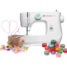 Singer Sewing Machines Singer M1500 Mechanical Sewing Machine Ilauke 36 Pieces Bobbins White (9.1 In. W X 9.1 In. H X 9.1 In. D)