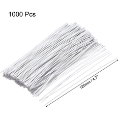 White Cable Management Unique Bargains Metallic Twist Ties Plastic Cable Cord Ties 1000pcs White (120mmx1mm)