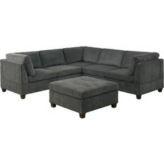 Simple Relax Chenille Modular Gray Sofa 104" 6pcs 5 Seater