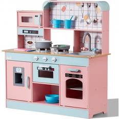 Play Set VEVOR Kitchen Playset Kids Pretend Cooking Play Toy 24 Piece Accessories Pink