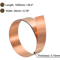 Sheet Materials Unique Bargains Copper Thin Foil Roll Sheet, Pure Copper Foil Sheet Roll Copper Strip Red Copper (0.15x20x1000mm)