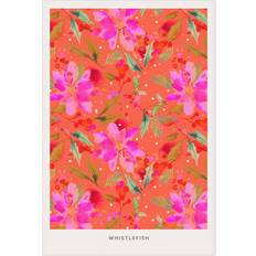 Florals Kitchen Towels Whistlefish Vibrant Poinsettia Christmas Tea Kitchen Towel Red, Pink