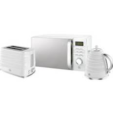 Swan 1.5L Kettle 2 Slice Toaster & 700W Microwave Retro Triple Pack - White