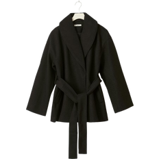 Dame - XXS Kåper & Frakker Gina Tricot Shawl Collar Short Coat - Black