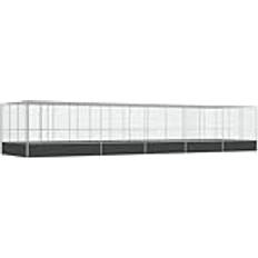 vidaXL Voljär Med Utbyggnad Silver 1139x307x212 cm Stål