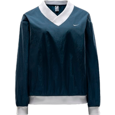 Nike Sportswear Essential Women's Loose UV Woven Long Sleeve V Neck Top - Armoury Navy/White