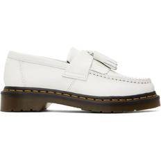 Men - White Loafers Dr. Martens Adrian Yellow Stitch Leather Tassel Loafers - White