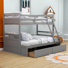 Built-in Storages Bunk Beds Harriet Bee Emmie-Mae w/ Drawers 61.0 H x 57.0 W x 78.0 D in Gray Bunk Bed