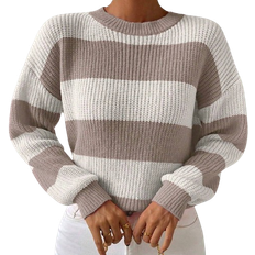 Damen Bekleidung Shein Essnce Striped Contrast Color Drop Shoulder Sweater Pullover