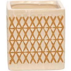 Beige Desktop Organizers Ceramic Pencil Holder 4 Inch - Ivory and Beige