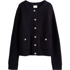 H&M Rib Knit Cardigan - Navy Blue