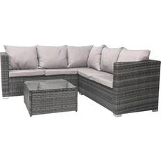 Alivio 5 Seater Rattan Corner Sofa With Coffee Table - One Size Outdoor Lounge Set