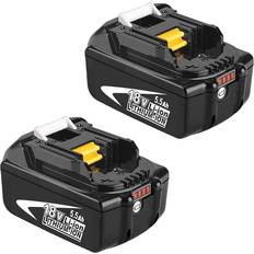 Teetok 2PACK For Makita 18V 5.5Ah LXT Li-Ion BL1830 BL1850 BL1860 BL1840 Cordless Battery LED