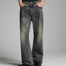 Shein Mens Vintage Casual Faded Bell Bottom Flare Leg Long Jeans