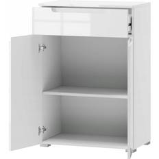 Latitude Run Elegance White High Gloss Tall Cabinet Storage Unit 107 cm H X 70 cm W X 40 cm D Sideboard