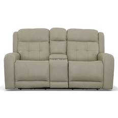 Recliner - White Sofas Flexsteel Grant Power Reclining Loveseat With Console And Power Headrests - Ivory (2) Sofa