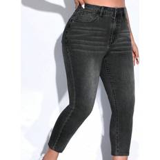 Capri - Women Jeans Shein Plus Women High Waisted Pocketed Skinny Casual Jeans