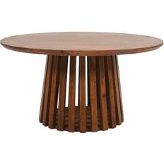 Wood Coffee Tables Indian Hub Slatted Round Warm Walnut Coffee Table 80cm