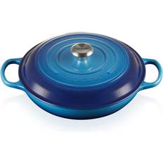 3.5 L Stegegryder Le Creuset Azure Blue Signature Cast Iron med låg 30cm