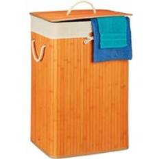 Orange Bathroom Interior & Storage Relaxdays Bamboo Square Laundry Hamper 65.5 x 43.5 x 33.5 cm 83L Rectangular Orange