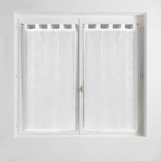 Douceur D Interieur Linahe Pair of Net Curtains with Loops 2 x 60 x 90 cm White Sandblasted Chenille Thread