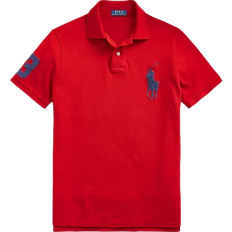 Red Polo Shirts Polo Ralph Lauren Custom Slim Fit Big Pony Mesh Polo Shirt - Red