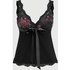 Florals Tank Tops Shein Womens Lace Rose Pattern Bow Tie Front Camisole Top