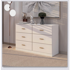 Ebern Designs Wood Chest of Drawers Ebern Designs Modern Natural 6-Drawer Dresser 30.31" H X 47.24" W X 15.55" D Chest of Drawer