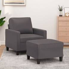 vidaXL Mit Hocker Grau 60 cm Kunstleder Sessel