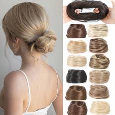 Shein 1PC Straight Hair Buns Chignon Ponytail Hairpiece Synthetic Updo Donut Hair Extensions Flexible Elastic Rubber Band Blonde Brown 3 Inch Fluffy Stretchy Hairpieces For Women