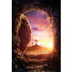 Photo Backgrounds Aofoto 5x7ft Crucifixion Resurrection of Jesus Christ Backdrop Salvation Cross Photography Background Tomb Cave Sunrise Glimmers of Hope Photo Studio Props Bible Pray Christian Church Play Wallpaper