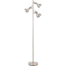 White Floor Lamps ValueLights Abbie Brushed Silver Adjustable with LED Bulbs 3000K Bulb Floor Lamp