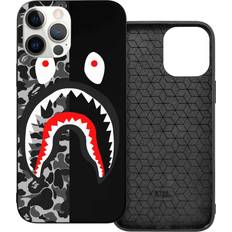 Mobile Phone Cases Fand iPhone 12 Case, Street Fashion Design iPhone 12 Cases for Boys Girls Dual Layer Shockproof Cover Soft TPU Full-Body Cool Camo Case for iPhone 12/12pro(6.1 Inch) Black Shark