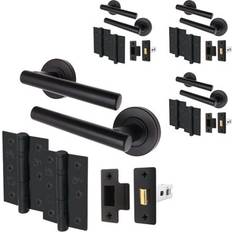 Afit Matt Black Door Handle Latch Set 64 mm 76 mm Olvera Range