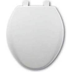 Chesterfield Leather Round Plastic Toilet Seat STA-TITE Whisper-Close Precision Seat Fit Adjustable Hinge & Super Grip Bumper, White