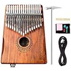 Alnicov 17-tangenter Acacia EQ Kalimba, elektrisk fingertumpiano inbyggd pickup med 6,35 mm ljudgränssnitt för nybörjare professionella musikinstrument