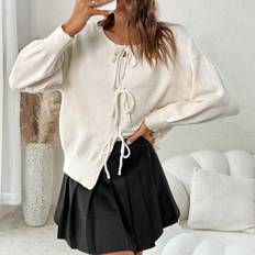 Short Sleeves - Women Cardigans Shein Dazign Womens Solid Color Dolman Sleeve Front Tie Loose Cardigan For Autumn And Winter