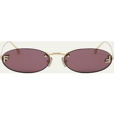 Fendi Sunglasses Fendi FF Crystal Metal Oval Sunglasses - Shiny Endura Gold Violet
