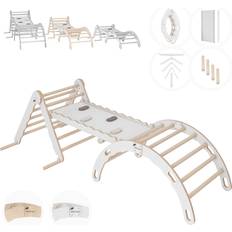 Montessori baby Mamoi MAMOI Set klätterställning inomhus, klättertriangel med rutschkana av trä klätterbåge, baby barn, klättring, klätterställning med rutschbräda, träbåge för lekplats från 1/2/3 år, Montessori