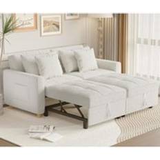 YODOLLA 3-in-1 Bed Double Sleeper Chair Bed White Sofa