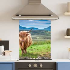 Green Splash Guards Choose Your Print Choose Your Print Toughened Glass Kitchen Splashback 60 x 75 cm Green Highhighland Cow Polished Heat Resistant Back For Cookers Hob - One Size Splash Guard