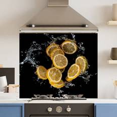 Yellow Splash Guards Choose Your Print Choose Your Print Toughened Glass Kitchen Splashback 90 x 75 cm Lemon - One Size Splash Guard