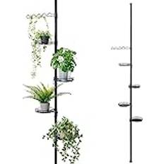 Bremermann Blomhylla Med Teleskopfunktion 4 Hyllplan Blomtrappa Höjdjusterbar Blompiedestal (Svart)