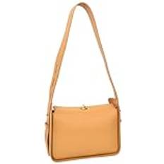 Real Leather Shoulder Bag Casual Box Shape - Camel