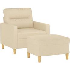 vidaXL Mit Hocker Creme 60 cm Stoff Sessel