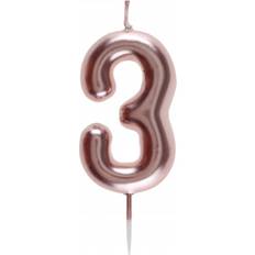 Gold Cake Candles Santex Rose Gold Number 3 Birthday Candle, 1 Count