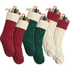 Stockings Mr. Pen Christmas Stockings 6 Pack, 18" Cable Knit Red, White & Green Stocking