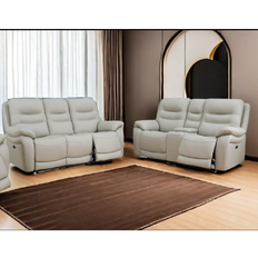 Sofas Ivy Bronx Porterville Piece Cow Top Leather & PVC Power Reclining Living Room Set 4.0 H x 85.5 W x 35.5 D Genuine Leather in Gray 2 pcs Sofa